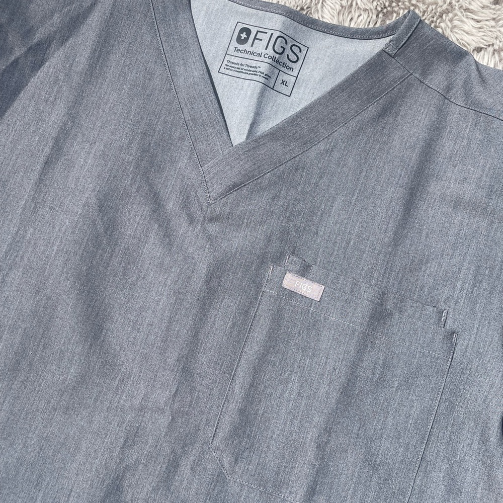 Figs Heather Gray V-Neck Scrub Top